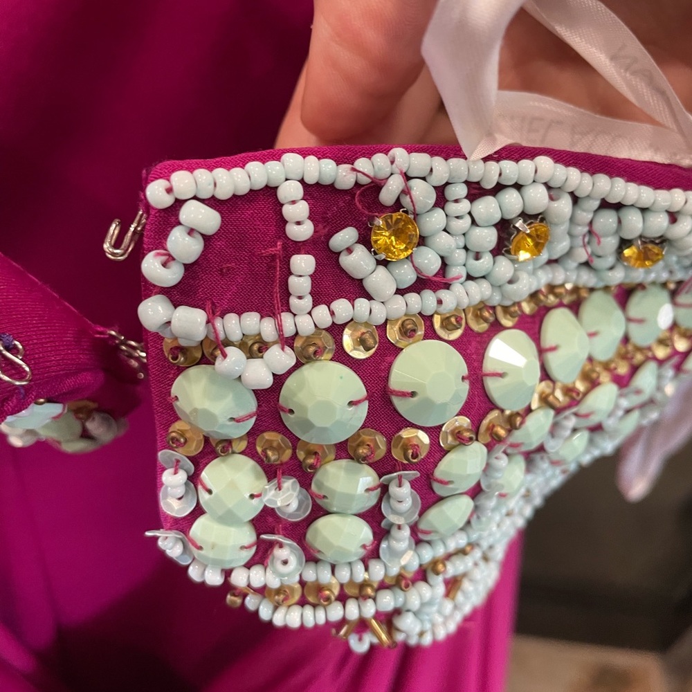 Rachel Allan Fuchsia and Gold Embellished Prom Dress - Picture 4 of 12